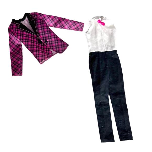 Ken Doll Pink Tuxedo Tux Black Slacks Loafers Rose Flowers Barbie Fashionista - Picture 4 of 5
